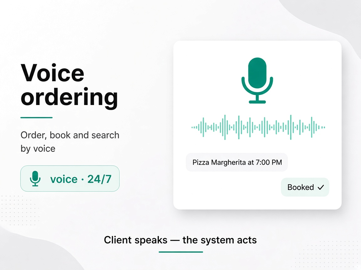 Voice ordering, booking and search