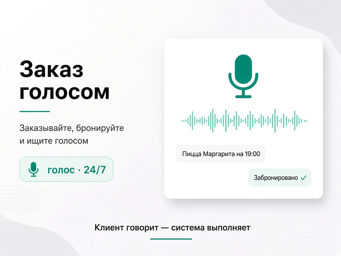 Заказ, бронирование и поиск голосом